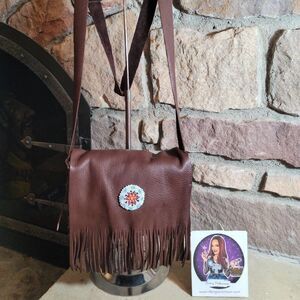 🔷️Genuine Elk Hide Leather Crossbody Purse Bag by Native Americans